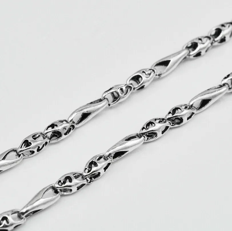 925 sterling silver men's long 5mm thick silver necklace chain retro