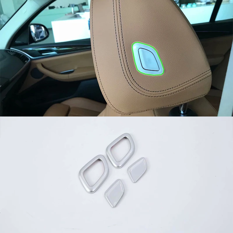 

Car Accessories Interior Decoration 4pcs ABS Car Seat Headrest Adjustment Cover Trim For BMW X1 2018 Car Styling