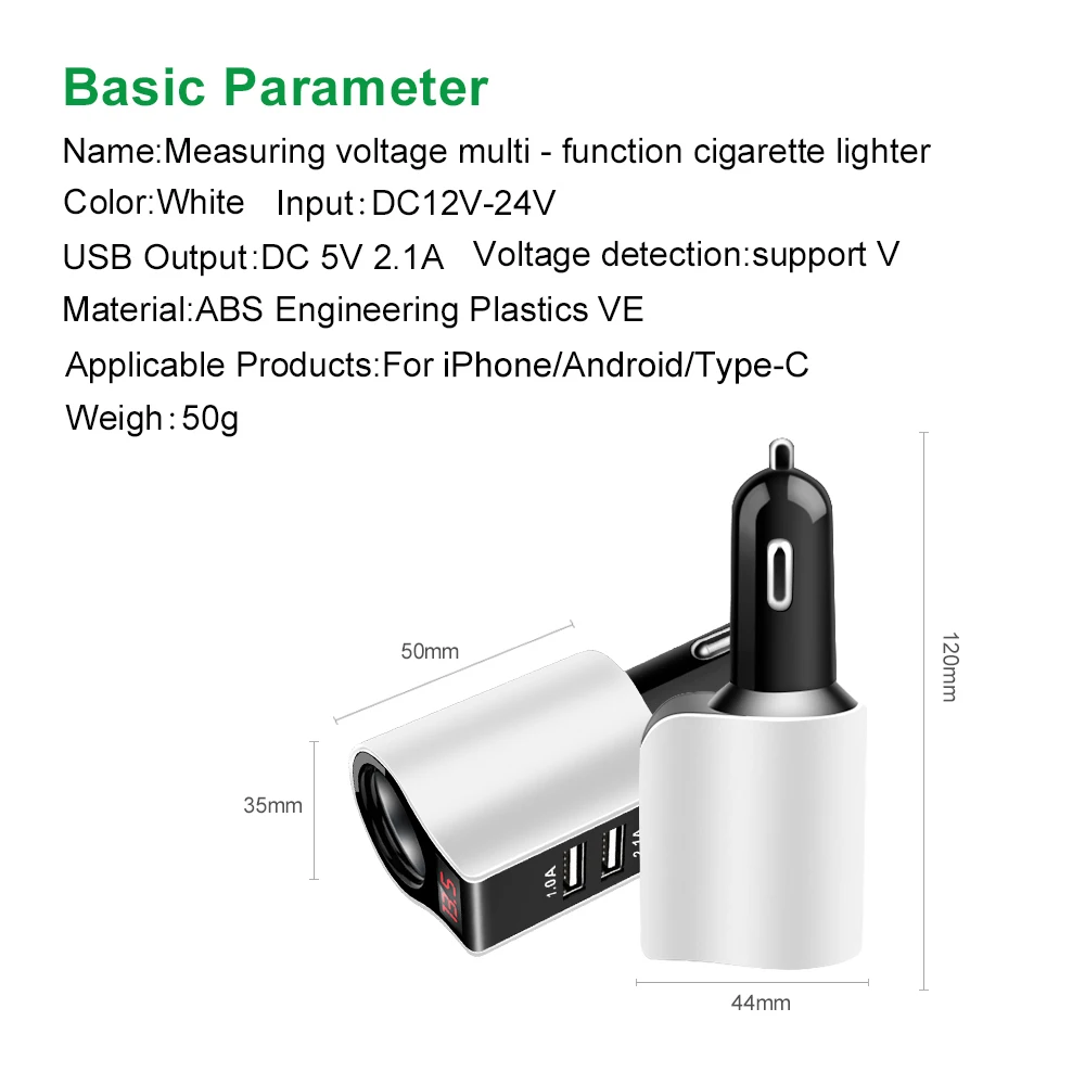 المزدوج USB السجائر أخف الذكية سيارة شاحن الجهد الحالي عرض الهاتف GPS شحن محول USB 2 الطريق الفاصل شحن سريع