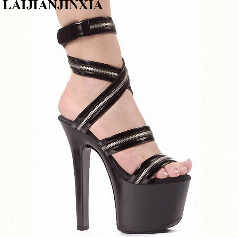 7 Inch Sexy Clubbing High Heels Zip Platform Fashion Rome Gladiator