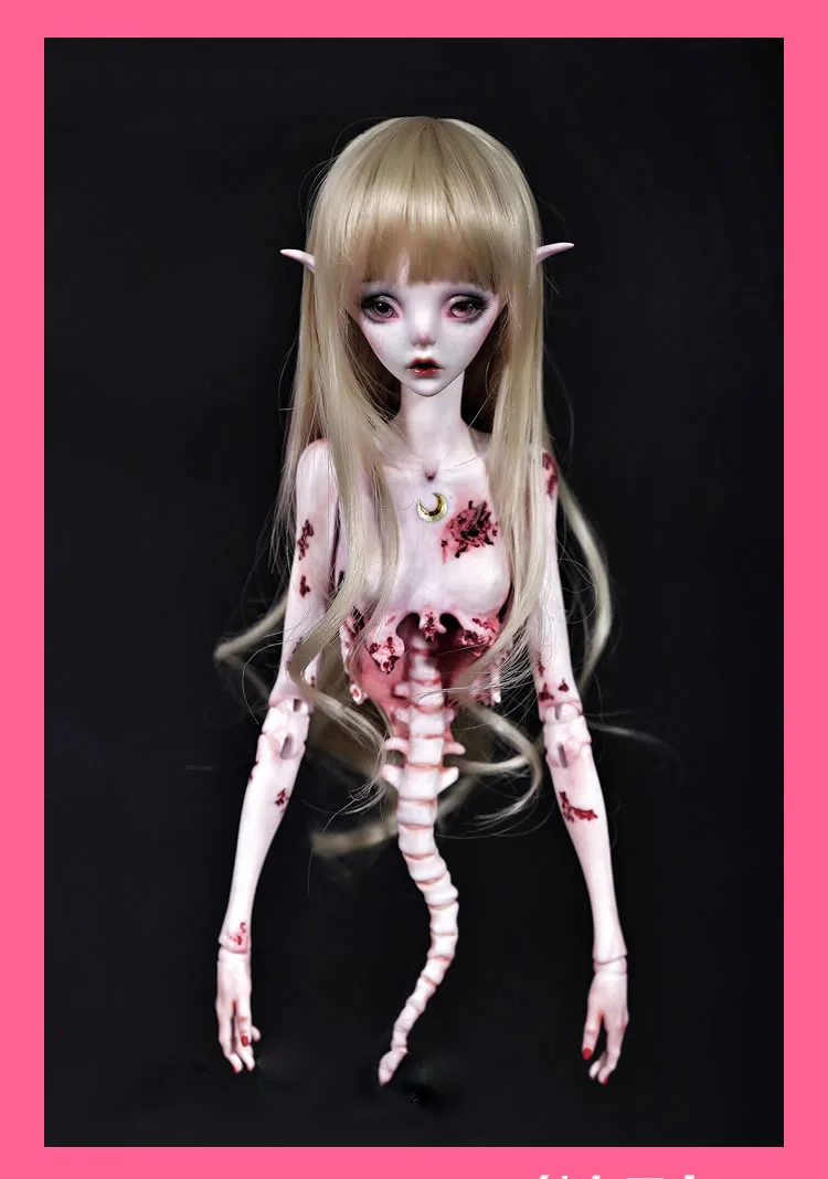 

1/4 scale nude BJD Horror elf Death girl with 2 head Joint doll Resin model toy gift,not include clothes,shoes,wig D2297