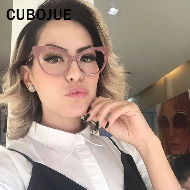 Cubojue винтажные женские очки кошачий глаз ретро оправа для женщин качественные