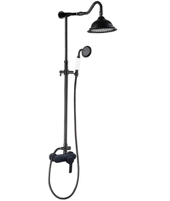 

Black Oil Rubbed Brass Single Lever Wall Mount Bathroom Rainfall Shower Faucet Set Mixer tap Rain Shower Head Hand Shower ahg657
