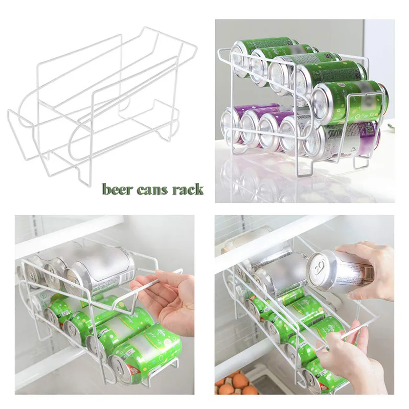 Silver Double layer Beer Can Rack Drink Cans Storage Holders Fresh Beer