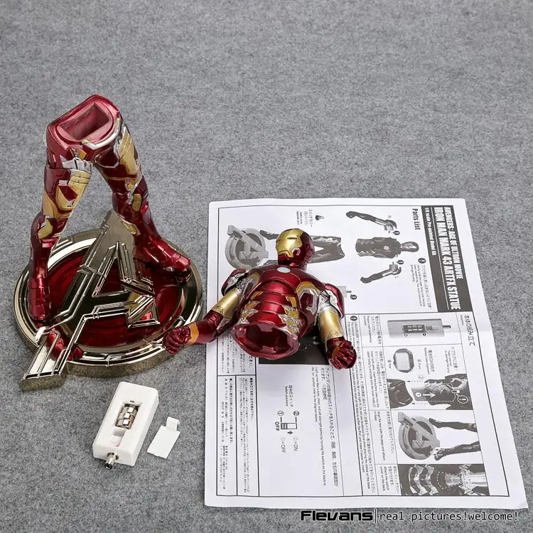 Железный человек Mark XLIII 43 1/6 масштаб предварительно окрашенная модель комплект со светодиодный светильник ПВХ фигурка Коллекционная модель игрушки
