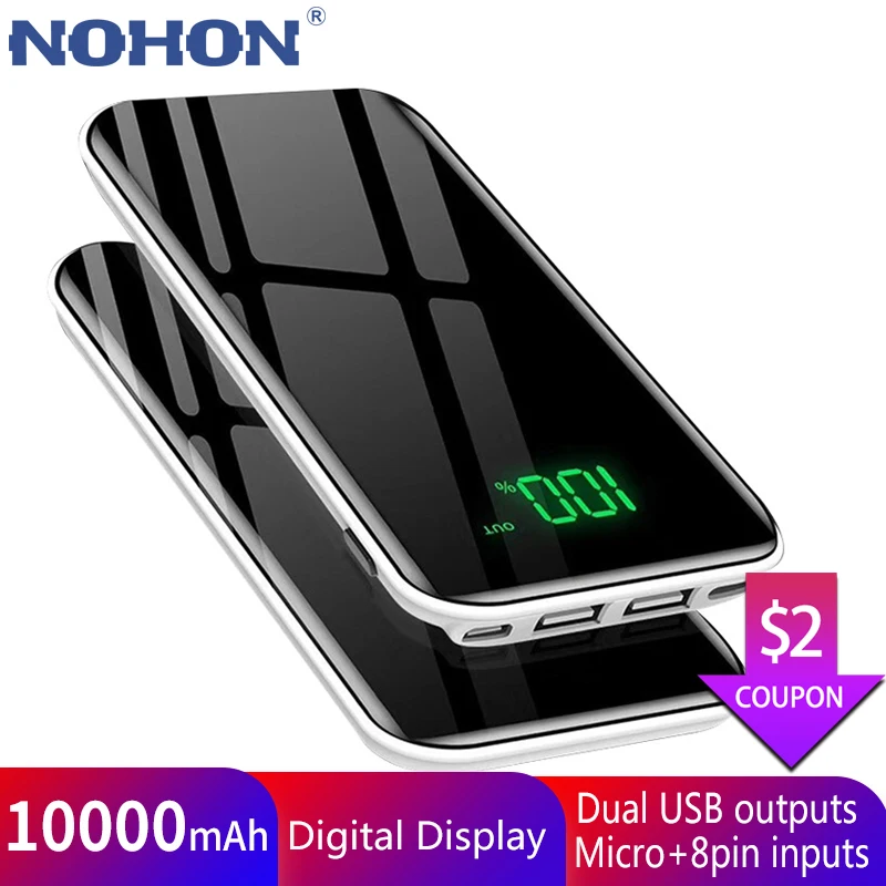 NOHON, 10000 мА/ч, внешний аккумулятор, мини внешний аккумулятор, быстрая зарядка, 3,0, для iPhone, huawei, Xiaomi, 10000 мА/ч, внешний аккумулятор, портативное