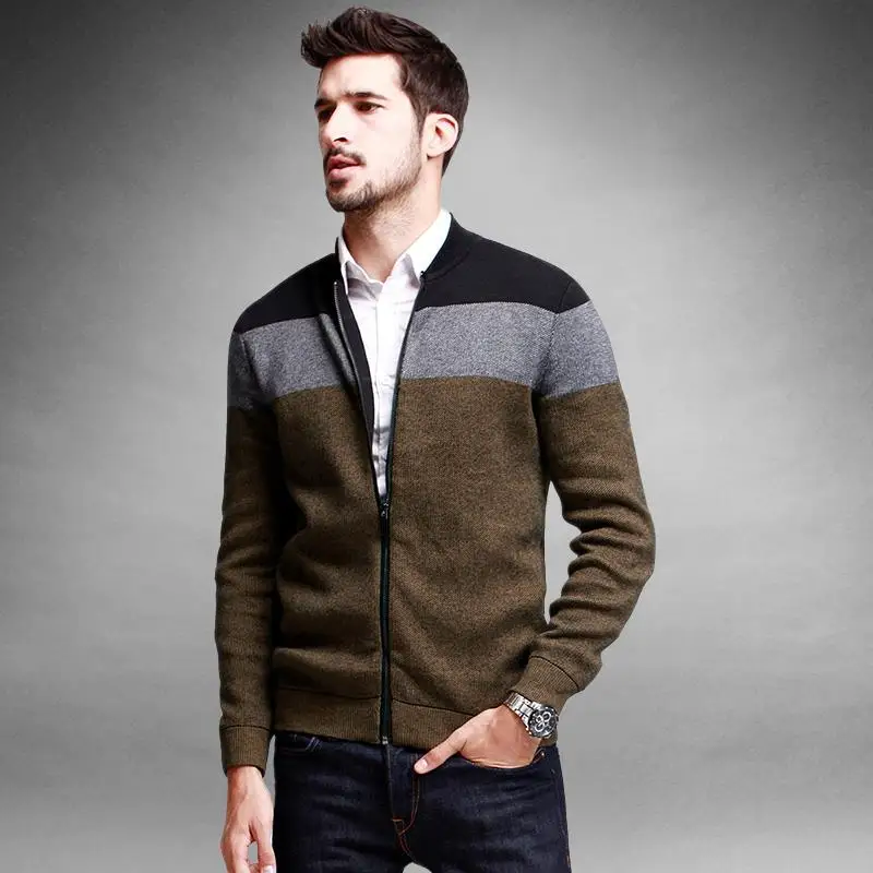 Discount men's knitted coat new spring Cardigan horizontal stripe ...