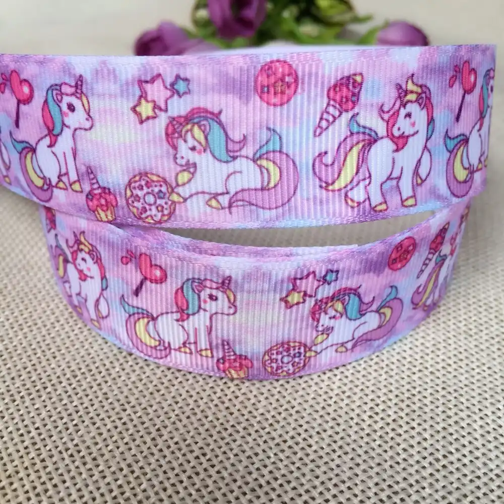 2m X 25mm Rosa Unicornio sueños de cinta de raso.