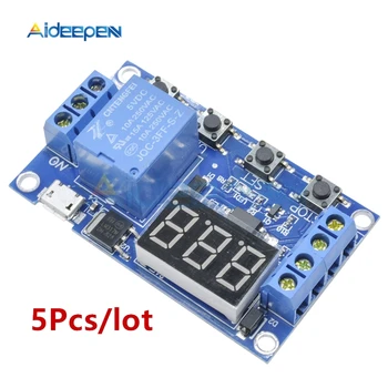 

5Pcs DC 6-30V LED Display Automation Cycle Delay Timer Control Off Switch Delay Time Relay Support Micro USB 5V 6V 9V 12V 24V