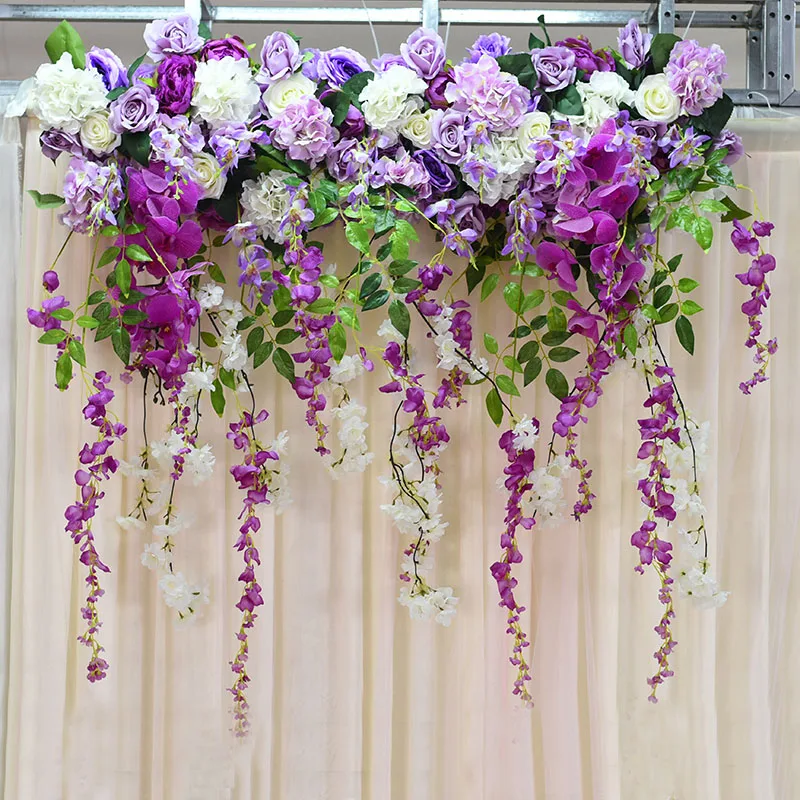Искусственный ряд цветов цветок орхидеи вициния DIY свадебная АРКА Декор Фон платформы цветок стены окна дорога свинец цветочный - Цвет: C Purple