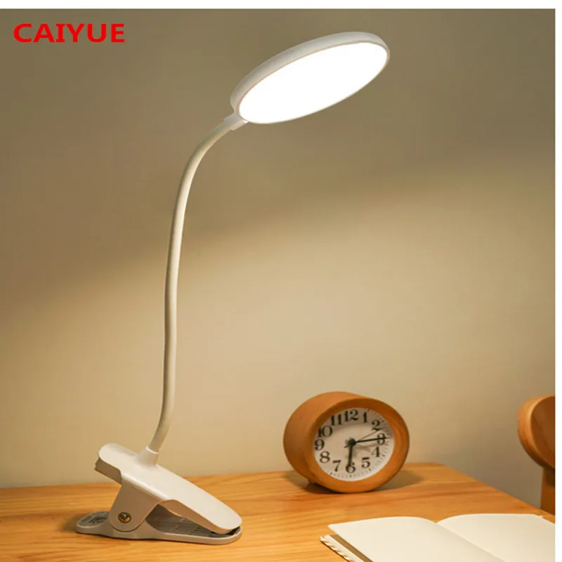 

Eye protection LED table lamp learning table lamp clip dimmable bendable 18650 battery USB touch switch 3 modes