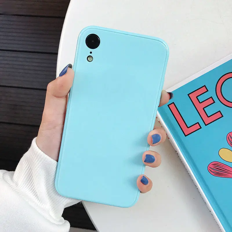 Закаленное стекло + TPU Macaron сплошной цвет чехол для iphone 11 Pro Max XS XR 6 6S 7 8 plus защитный |