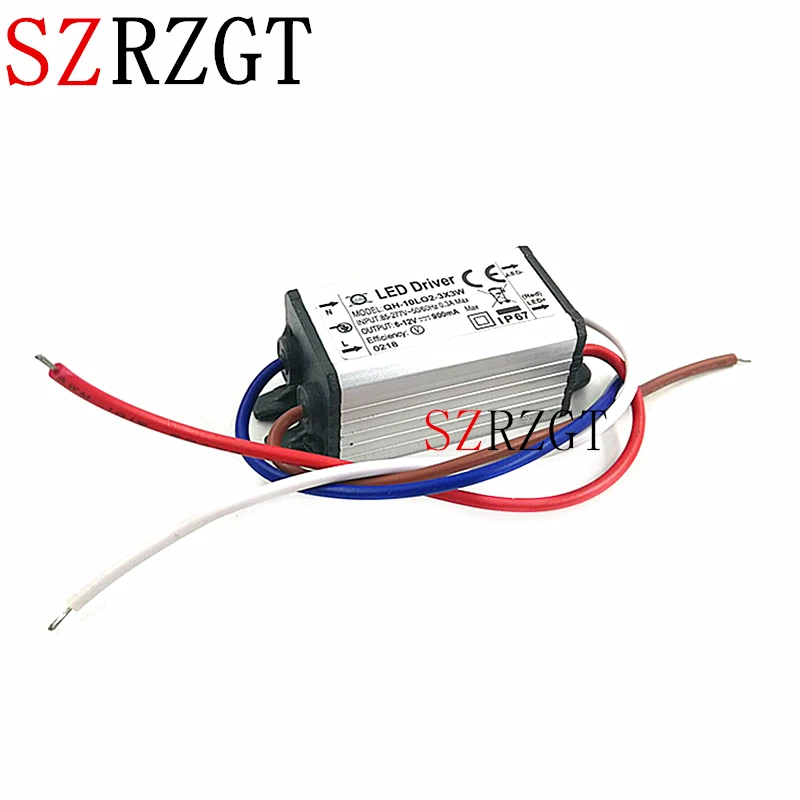 

10W Waterproof LED driver 2-3x3w For Constant Current drivers IP67 AC85V-277V to DC 6-12V 900mA