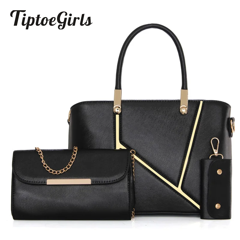 

Fashion Stitching Hit Color Female Bag New Mother-Child Package Three-Piece Package Simple Shoulder Messenger Bag