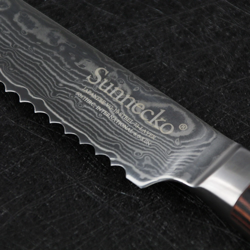 SUNNECKO 6 шт. набор кухонных ножей Дамаск шеф-повара для нарезки хлеба сантоку кухонные ножи японский VG10 стальной нож Pakka деревянная ручка