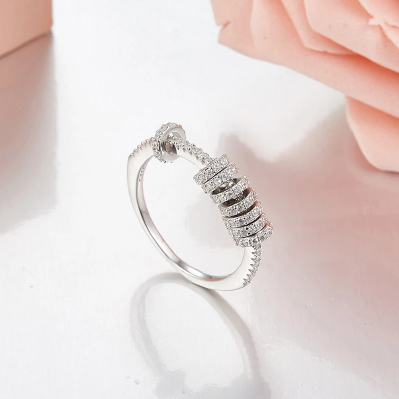 

[MeiBaPJ]Fashion Atmosphere Personality Polycyclic Ring S925 Pure Sterling Silver AAA Zircon Ring For Women Fine Jewelry