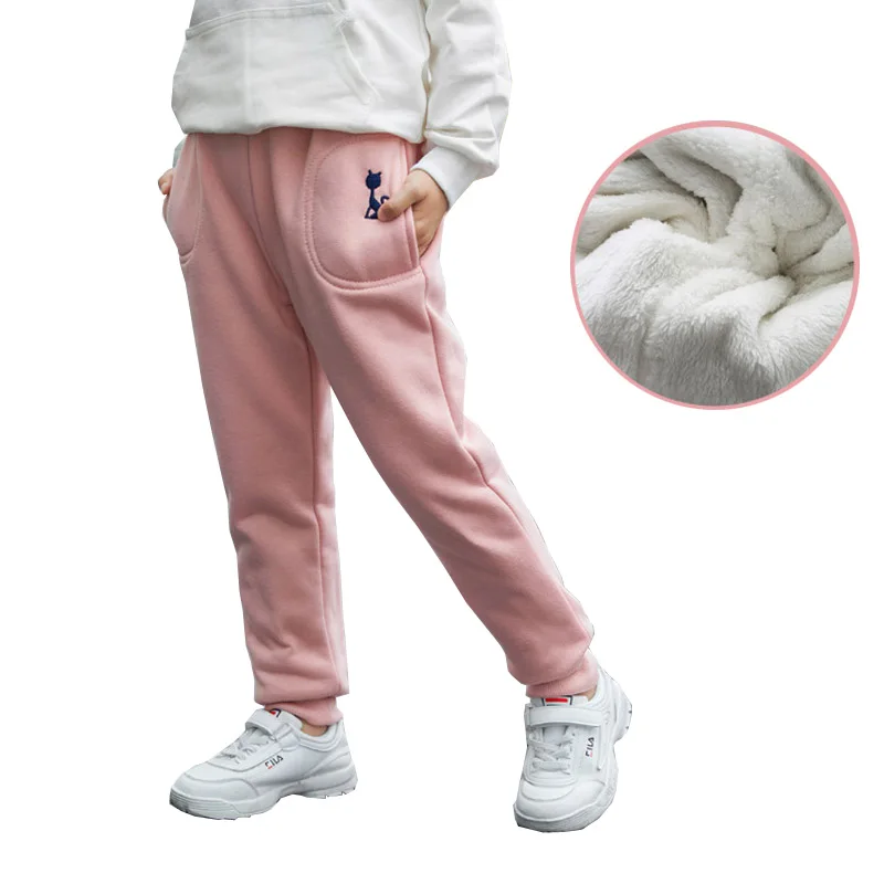 

Winter Warm Pants Children Thicken Pants For Girls Boys Plus Velvet Sport Trousers Teenager Sweatpants 2T-12 Clothing