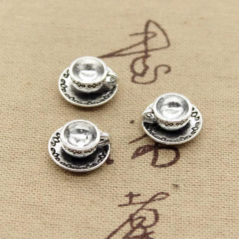 

12pcs Charms a cup of coffee tea 14x14x7mm Antique Silver Plated Pendants Making DIY Handmade Tibetan Silver Jewelry