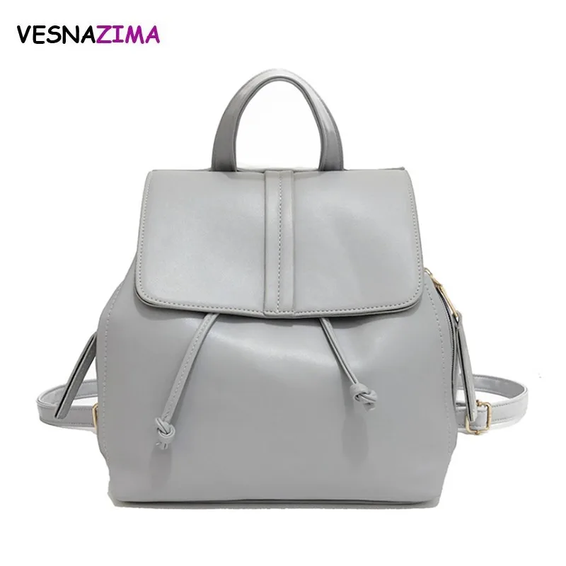 

Vesnazima Fashion Women Backpack 2018 PU Leather Backpacks Solid Drawstring Mini School Bag for Girls Female Bagpack White W420Z