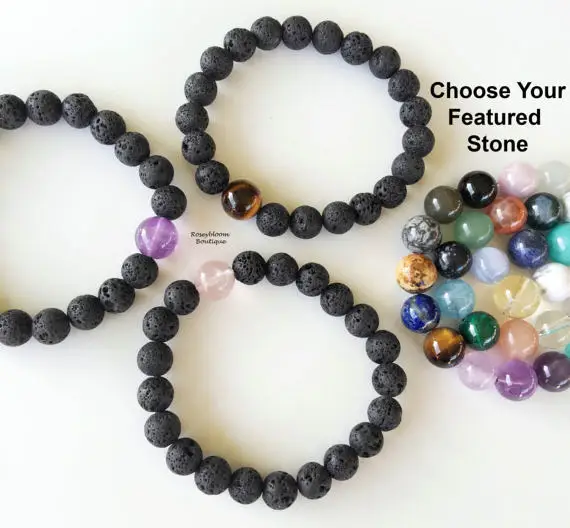 

10pcs)Custom Personalized Featured Stone Lava Stone Essential Oil Diffuser Bracelet Aromatherapy Jewelry Minimalist Bracelet