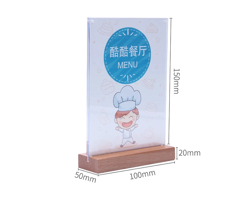 

New Wood Photo Frame A6 Magnetic Acrylic Cover Desk Sign Holder Table Menu Card Holder Price Tag Display Office Signboard Stand