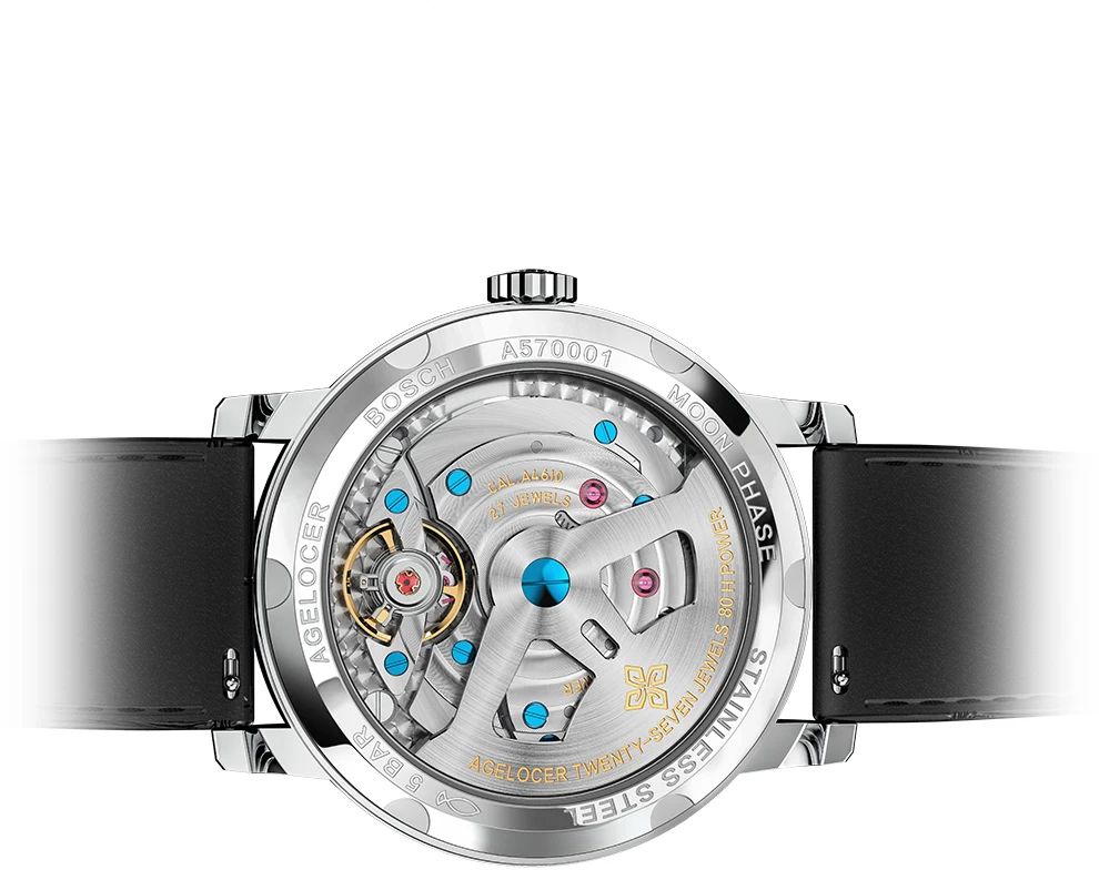 AGELOCER часы Moonphase винтажные швейцарские роскошные Брендовые мужские часы сапфир запас энергии 80 часов механические часы 6404A1