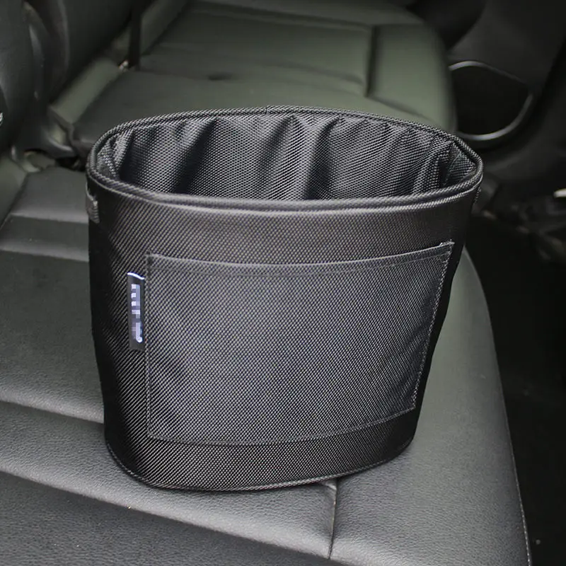 Портативная автомобильная сумка для хранения премиум-класса из ткани Оксфорд, органайзер для автомобильного сиденья, автомобильный мусорный ящик для мусора, мусора, пыли, мусорного ведра, чехол-держатель - Название цвета: Black