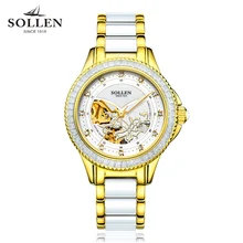 Montre Femme Women Watches top Luxury Brand Ceramic Ladies Gold Watch Hollow automatic mechanical diamond wristwatches