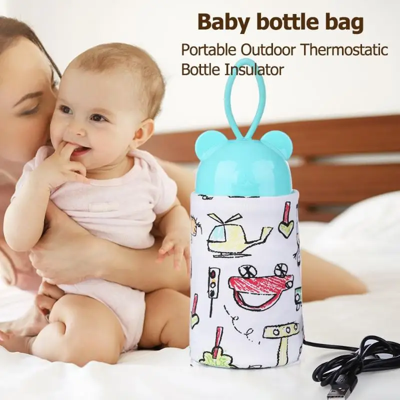 USB Milk Warmer Insulated Bag Portable Travel Cup Warmer Baby Nursing Bottle Cover Warmer Heater Bag Infant Feeding Bottle Bags