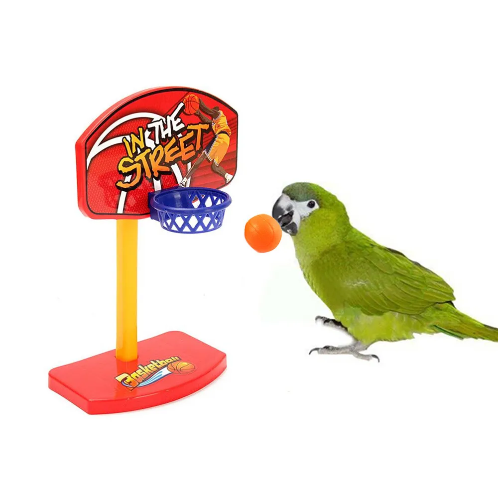Pet Parrot Toys Birdie Basketball Hoop Balls Birds Parakeet Bell Prop