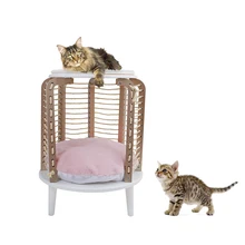 Speedy Pet Cat Furniture Round Chair Jute Scratching Rope Cat Interactive Toy with Removable Mat Cat Climbing Toy Height 66cm