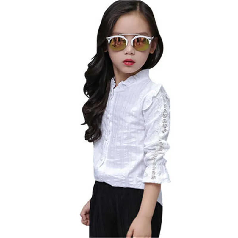 White Blouses for Girls 2018 Fashion Spring Kids Blouse Girl O neck