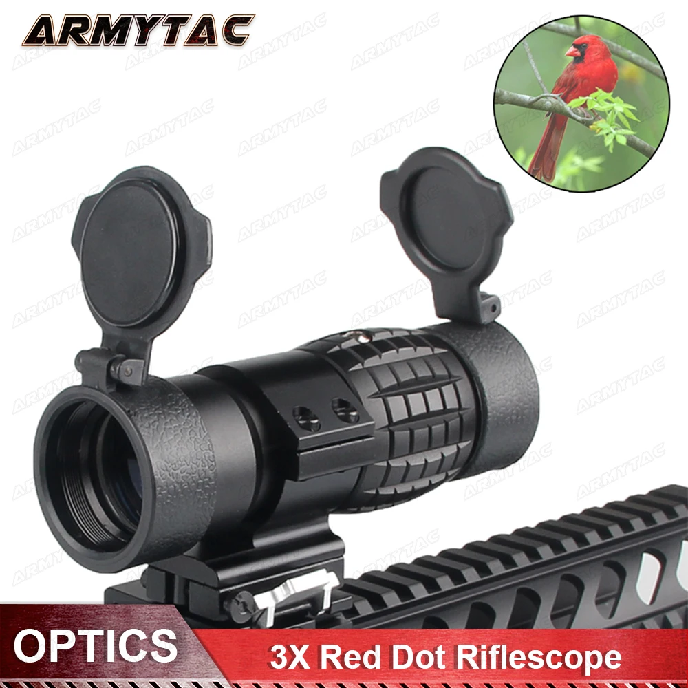 

Tactical 30mm 3X Magnifier Scopes Optics Focus Adjusted Fits Red Dot Sight with Picatinny Weaver Rail Mount With Covers Hunting