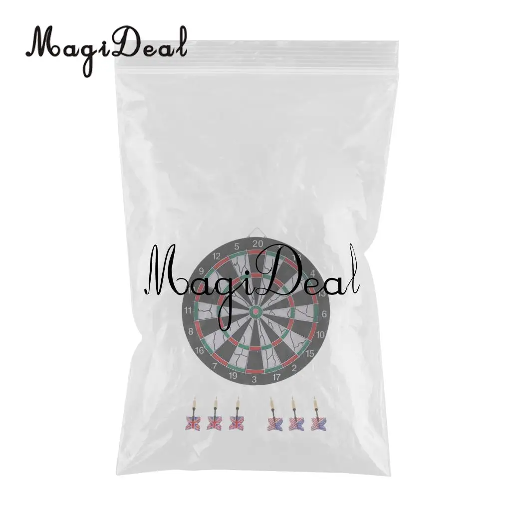 MagiDeal Portable Double-sided Dart Board Bulls-Eye Game with 6 Brass Darts