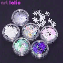 6 коробок, зимний, Рождественский, для ногтей, расшитый пайетками комплект, лазер, смешанные снежные хлопья, сделай сам, пыль, для дизайна ногтей, блеск, лак, слайдер, инструмент,, украшение