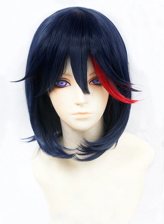 KILL la KILL Matoi Ryuko короткие темно-синие с красными термостойкие волосы косплей костюм парик+ шапка парик