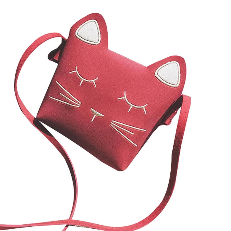 Cute Cat Girls Purse handbag Children Kid Cross-body shoulder bag Christmas Gift - RED