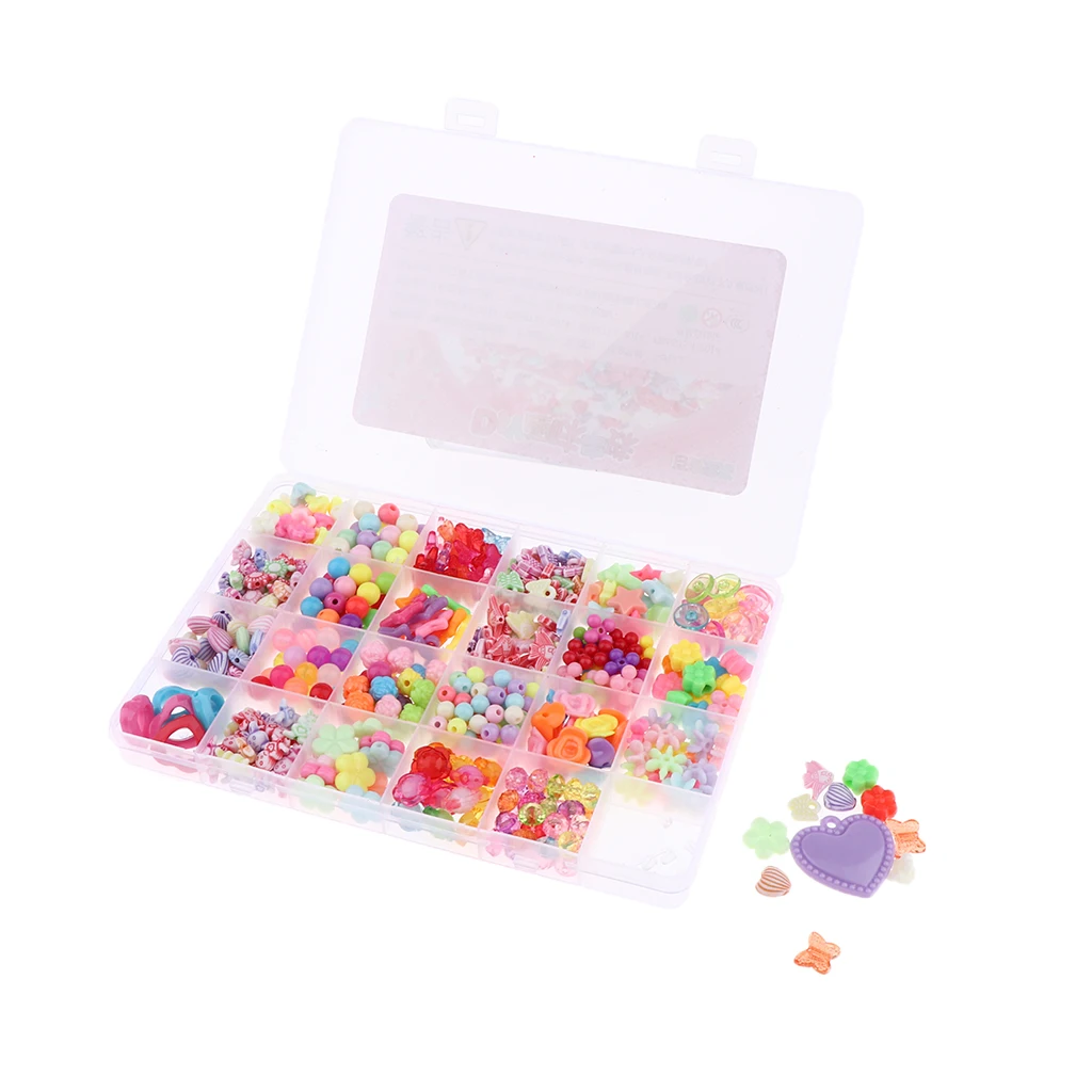 8 Styles Colorful Acrylic Beads Set with Box Toy for Jewelry Making DIY Bracelets Necklaces Educational Toys