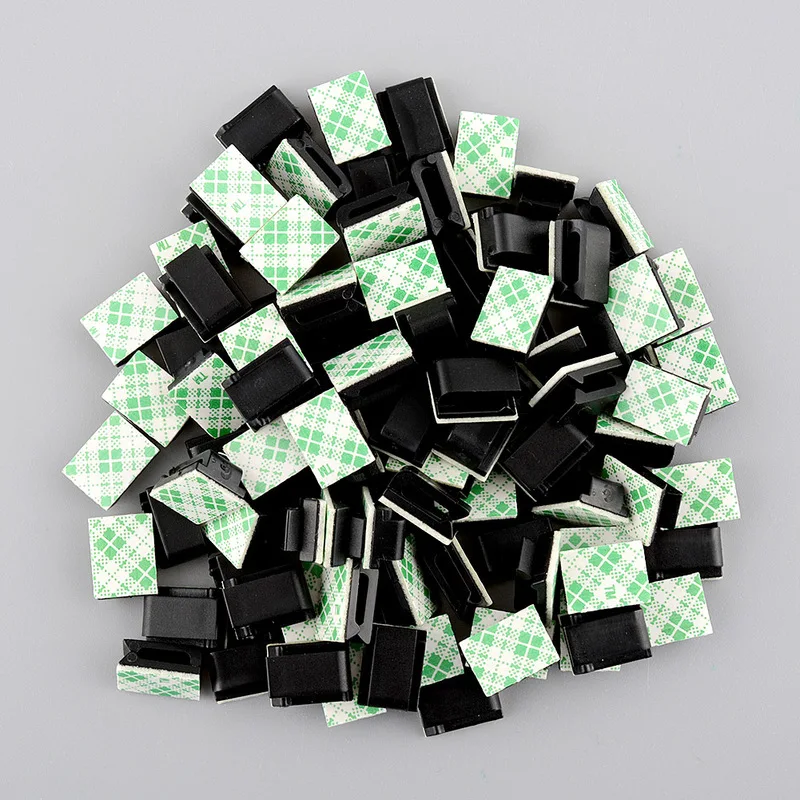

100pcs plastic Self-adhesive Rectangle holder Tie 13x9.5x6mm Cable Clip Black