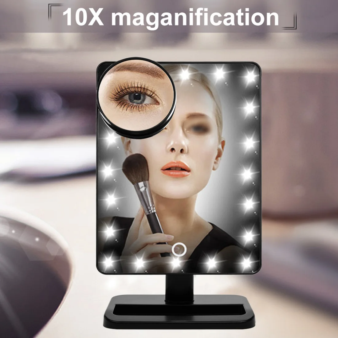 

Super 20 LEDs Lighted Makeup Mirror Bluetooth Speaker Magnifying Vanity Tabletop Lamp Cosmetic Mirror