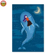 Цифровая картина с изображением голубого неба луна-Кит картины с девушками, чтобы нарисовать по номерам изображения пронумерованы красками diy живопись по номерам