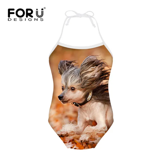FORUDESIGNS Children Swimwear Swimsuit for Girls Cute Teddy Dog