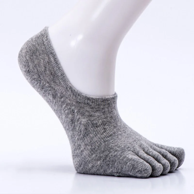 Хлопковые мужские носки с пятью пальцами, невидимые, Нескользящие, дышащие, противоскользящие носки с пальцами, спортивные носки для велосипедистов - Цвет: gray