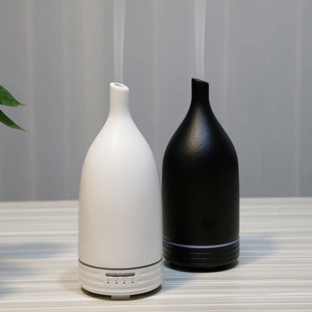 

Humidifier Aroma Diffuser Ultrasonic Essential Oil Diffuser 100ml Ceramics Aromatherapy LED Night Auto shut off Whie, black