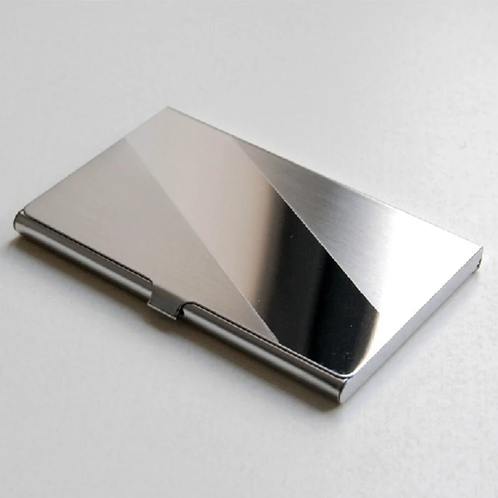 Высококачественный водонепроницаемый серебристый алюминиевый металлический чехол из нержавеющей стали, визитница для кредитных карт