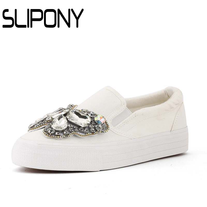 2017 Platform Lace Rhinestone Espadrilles Shoes Flats Shoes Luxury Brand slip on Women crystal Shoes bow