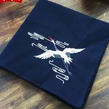 Вышитый хлопковый двухслойный носовой платок кран долголетия подарок на день рождения Бег бюстгальтер-полотенце