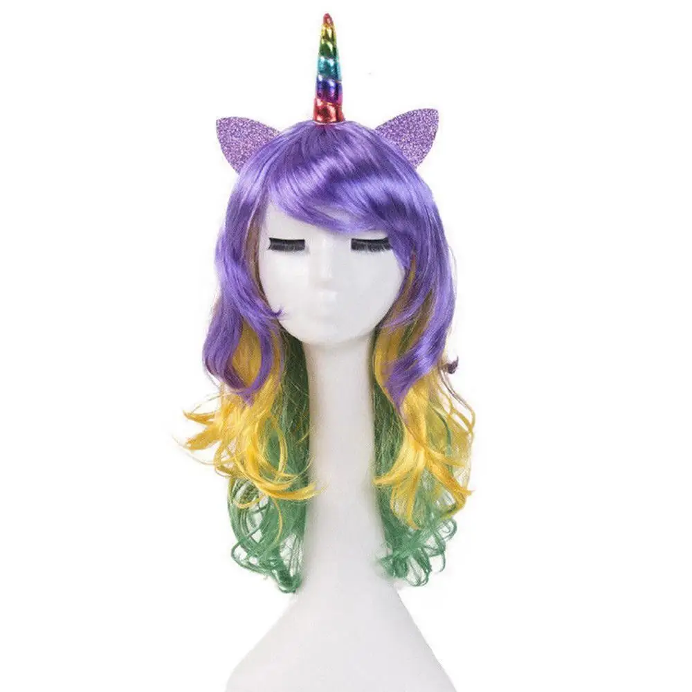  Adult Unicorns Friendship Mythical Magic Pony Unicorn Horn Ears Hair Costume Wig