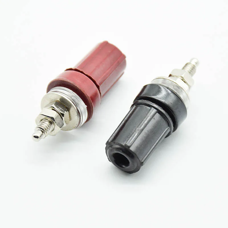Lot de 2 fiches banane 4mm rouge+noir M4 cuivre laiton pour modélisme