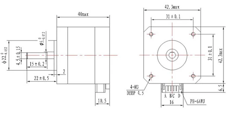 42 Шаговый двигатель 1.3A 40 мм 17HD40005 22B 3D принтер шаговый двигатель|printer stepper motor|42 motor3d